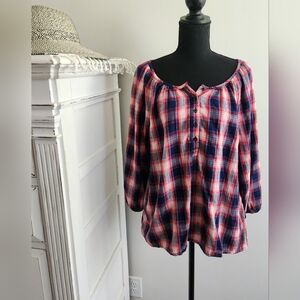 ST. JOHN'S BAY PLAID TOP